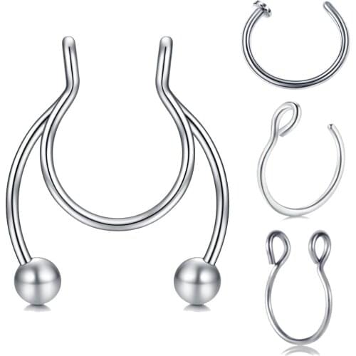 1pcs Nose Ring New Nose Clip Medical Stainless Steel Hot Sale Nasal Septum False Nose Ring Piercing Jewelry