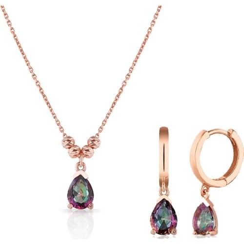 Good Looking 925 Sterling Silver Jewelry Rose Gold Plated Necklace Shipping Jewelry Set with Zircon