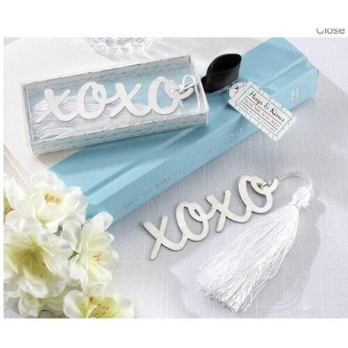 Beautiful XO Styling Bookmarks with Tassel Metal Book Holder Personalized Wedding Favors and Gifts 100pcs/lot Free shipping