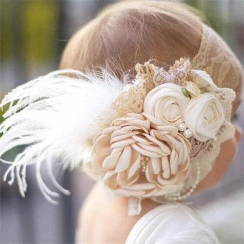 Lace Vintage Big Flower Headband Baby Girls Headwraps Newborn Photography Props Gifts 2021 New Hair Accessories