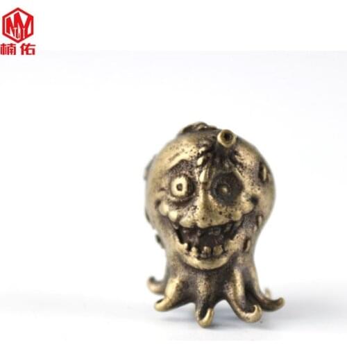 Brass Retro Octopus Keychain Outdoor Tool Paracord Knife Bead Flashlight Accessories