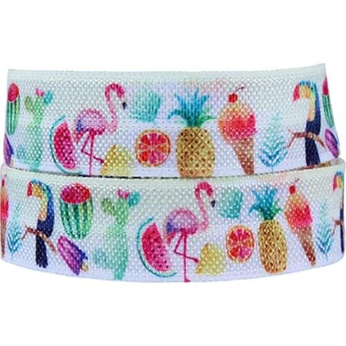 Summer series pineapple and ice cream printed fold over elastic