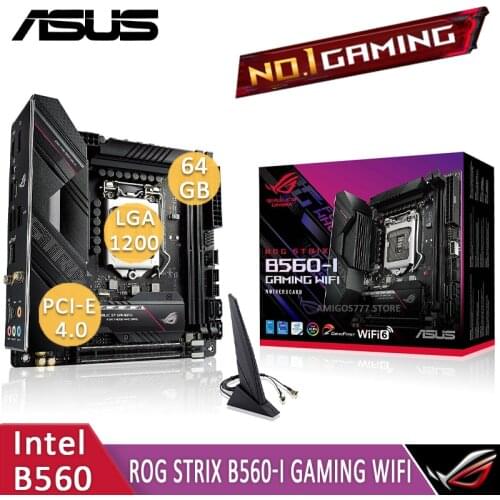 LGA 1200 Asus ROG STRIX B560-I GAMING WIFI Motherboard 64GB PCI-E 4.0 Overlocking gaming Bluetooth 5.1 B560 Placa-Mãe Mini-ITX
