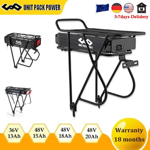 Rear Rack E Bike Battery Pack 36V 10Ah 13Ah ebike 18650 Lithium Battery with Tailight for 8FUN BBS01 BBS02 200W 300W 500W