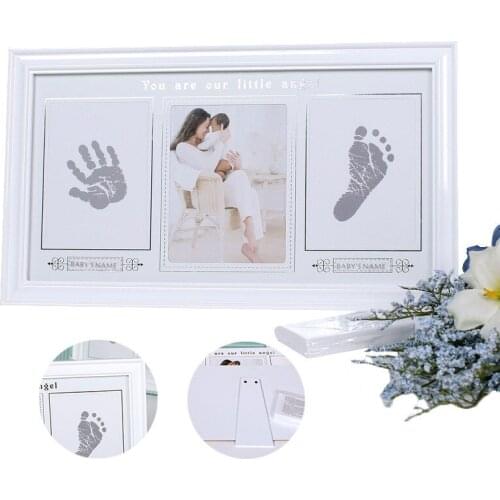 Cute Baby Photo Frame Desktop Decor Diy Handprint And Footprint Soft Clay Safe Inkpad Best Gift For Baby