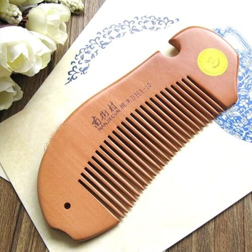 Mini Cute fish Natural Peach Wood Combs Close Teeth Anti-stat Head Massage Hair Wooden Hairbrush Beauty Accessories Hair Comb