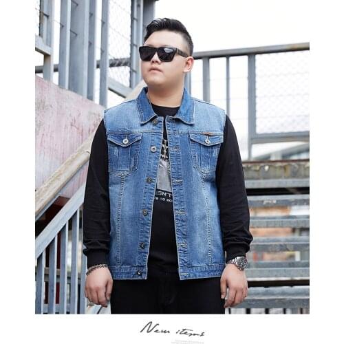Men Denim Jeans Vest Male Cowboy Outdoors Waistcoat Mens Jackets Plus Size 8Xl 7Xl 6Xl 5Xl Cotton Jeans Sleeveless Jacket Vest