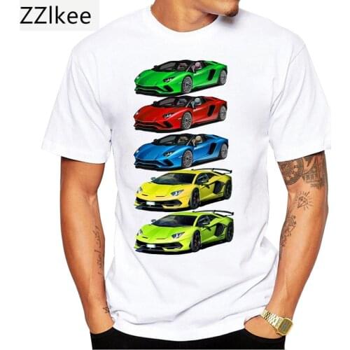 New Summer Funny Mens Short Sleeve Aventador SVJ1 Car Print T-Shirt White Casual Tops Harajuku Hypercars Design Cool Boy Tees