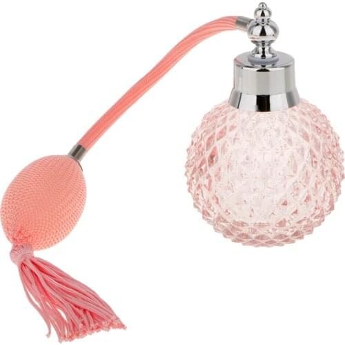 New Vintage Crystal Perfume Bottle Pink Spray Atomizer Refillable Glass Gift Pineapple Shape with Long Tube