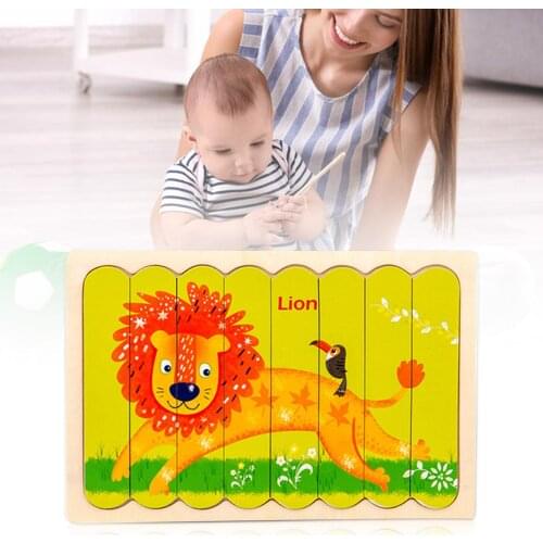 Puzzle Animal Pattern Self Assembly DIY Jigsaw Double-sided Kids Interactive Attractive Practical Educational Toy For Game