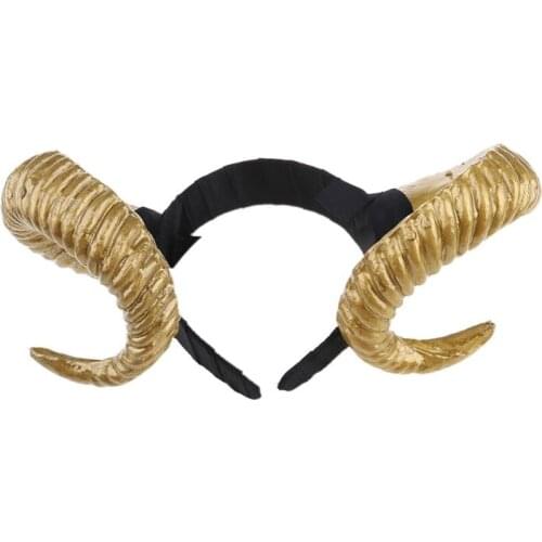 Gothic Halloween Women Girls Headband Sheep Horn Forest Animal Cosplay Costume Hair Hoop Demon Evil Plastic Party Photo Props