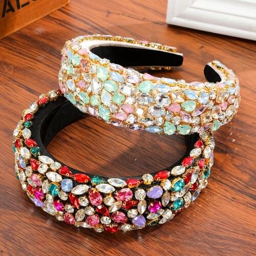 Haimeikang Padded Headbands for Women New Fashion Luxiry Crystal Hairbands Baroque Headband Rhinestone Hair Accessoires