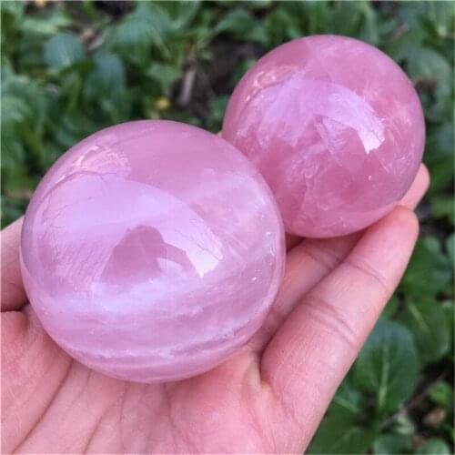 Natural polished rose quartz sphere balls crystal healing stone for gifts