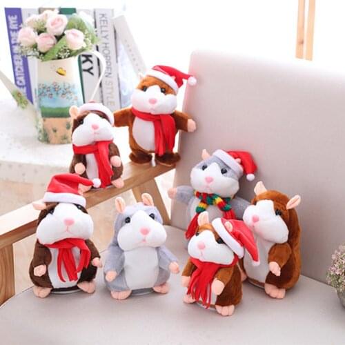 Christmas Recording Electric Hamster Speak Talking Speaking Sound Walking Record Repeat Stuffed Plush Toy for Kids Gift