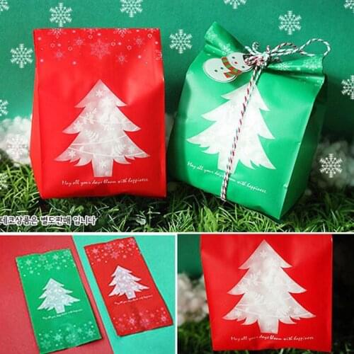 20pcs Snowflake Christmas Tree Gift Bags Merry Christmas Baking Packaging Bag Candy Boxes Navidad Christmas Decorations for home