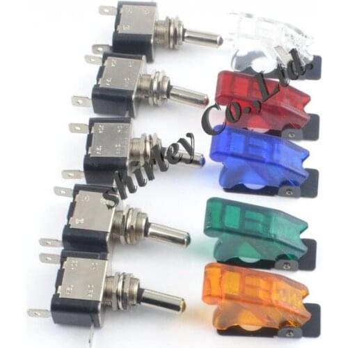 ASW-07D Auto Boat Truck Illuminated Led Car Switch With Safety Aircraft Flip Up Cover Guard Red Blue Green Yellow White 12V20A