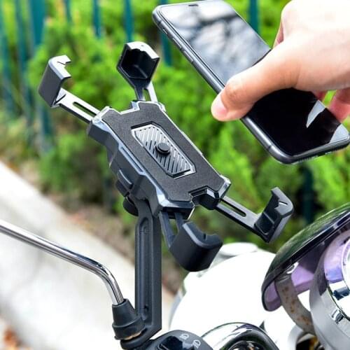 Bicycle Mobile Phone Holder 360 Degree Rotatable Aluminum Alloy Bike Mobile Phone Holders Adjustable MTB Bike Handlebar Stand
