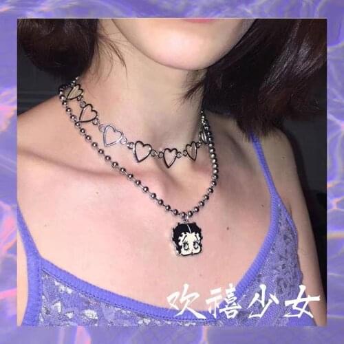 Love Jewelry Girl Pendant Vintage Goth Punk Choker Neck Hip Hop Accessories Gothic Style Best Friend Womens Neck Chain Necklace