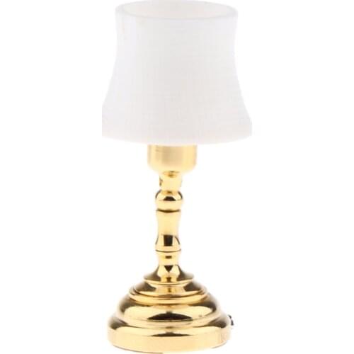 1:12 Scale Dollhouse Miniature Battery Operated Lights Up Table Lamp White