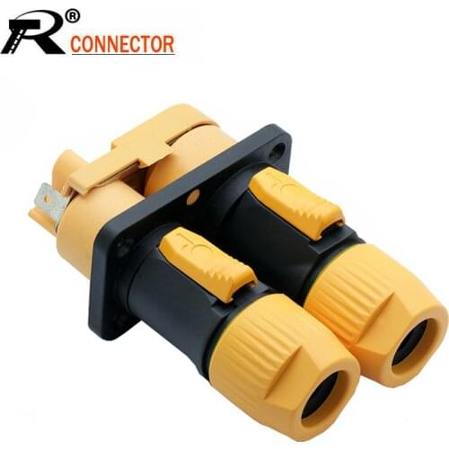 1Sets/lot 3 PIN Power Connector Male+Female Dual Panel Mount Chassis IP65 Waterproof NAC3FX OUT/IN 20A/250V Power Socket