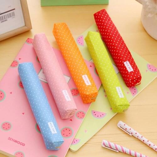 1Pc Candy Color Stationery Pencil Bags Canvas Mini Pen Case School Student Drawing Art Pencil Pouch Storage Box Office Supplies