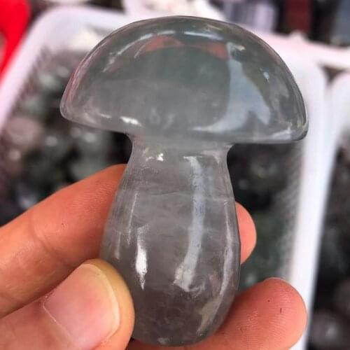 1pc 40-50mm Hot Sale Cute Natural Green Fluorite Mushroom Engraving Reiki Healing Crystals Carving For Home decoration