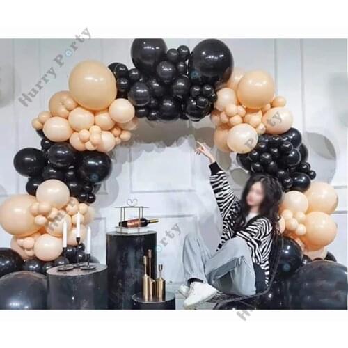 147Pcs Cream Peach Apricot Balloon Set Black Balloon Arch Garland Kit For Birthday Wedding Party Decoration Baby Shower Supplies