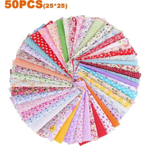 50 PCS/100 PCS Cotton Fabric Cloth 100% Cotton Bundle Squares Quilting Sewing Supplies Quilting Patchwork for DIY Sewing Crafts