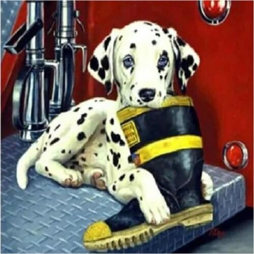 DIY Diamond Painting Fire dog Picture Full Square round 5d Diamond Embroidery Animal Diamond Mosaic Decoration