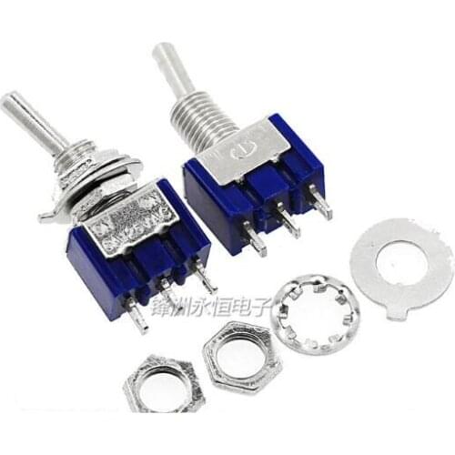 Free shipping 50pcs/lot Blue MTS-102 3-Pin 6MM Mini SPDT ON--ON 6A 125VAC Toggle Switches best quality