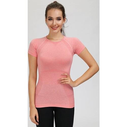 Seamless Sport Top Gym Fitness Shirt Woman Yoga Top Gym Top Sport Wear Crop Top Running Breathable Short Sleeve T-Shirts