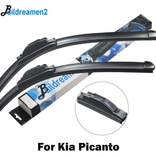Buildreamen2 2 X Car Wiper Blade Front Windscreen Rubber Wiper Accessories For Kia Picanto Fit Hook Arms 2002-2018