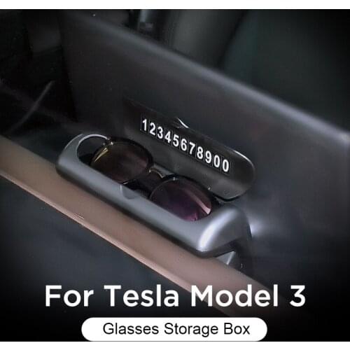 Suitable For Tesla Model 3 Special Glasses Case Glasses Storage Box Sunglasses Box Parking Card Storage Box Car Interior