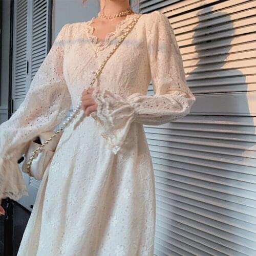 Elegant Floral Dress Women French Lace Party Designer Midi Dress Female Casual French Korean Dress Spring Womens Clothing