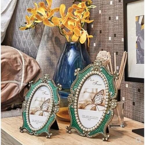 Creative European-style green resin photo frame, retro European-style home office restaurant bar decorations, wedding gifts