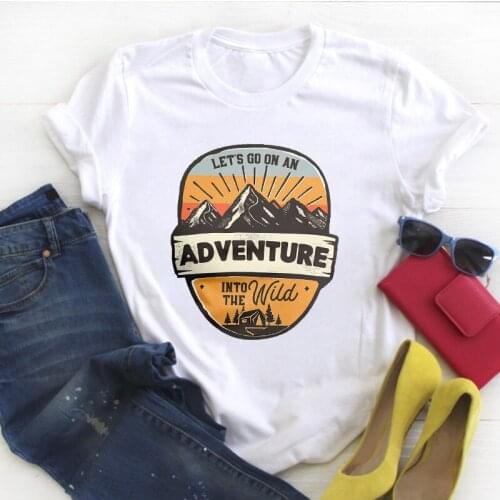 Women Mountain Adventure Short Sleeve Print Summer Female Tshirt Womens T Tee Ladies Top Shirt Clothes Graphic T-shirt