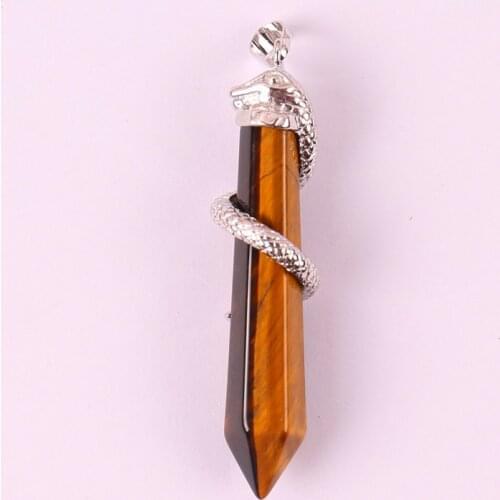 Tigereye Bead Pendant Snake Jewelry For Woman Gift 1PCS S575