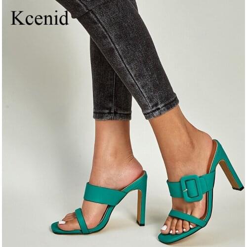 Kcenid Summer New Womens slippers Fashion Buckle Design Ladies Shoes Open Toe High Heels Dress Party Pumps Sexy Big Size 42