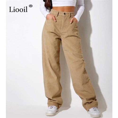 Liooil Women's Corduroy Trousers