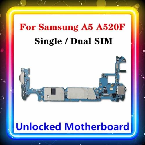 Motherboard For Samsung Galaxy A5 A520F Original For Galaxy A5 A520F Mainboard Full Chips Logic Board Single/Dual SIM