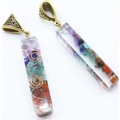 Merkaba 7 Chakras Crystal Stones Orgone Pendant Generator Energy Accumulator Orgonite Hex Chakra Pendant Necklace Unisex