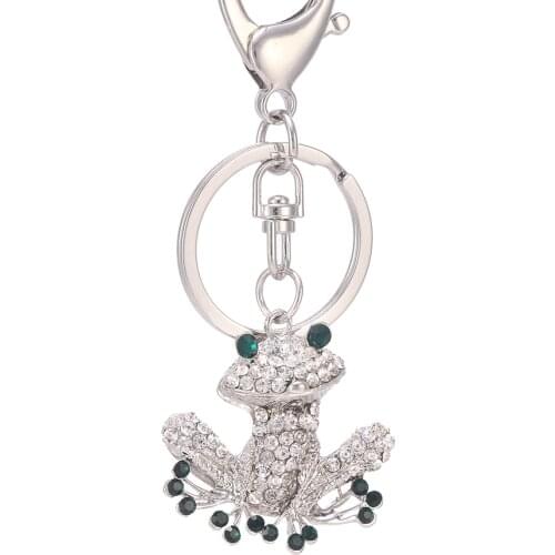 Fashion Cute Frog Crystal Keychain Alloy Bag Pendant Keyring For Women Party Gift Key Chains Keyfobs llavero Sleutelhanger R064