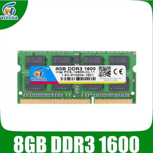 VEINEDA ddr 3 8GB 4GB ddr3 notebook 1600Mhz For Intel AMD laptop Ram Sodimm ddr3 1600 204pin