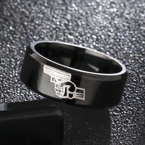 MOREDEAR 8mm Titanium Ring For Men amd Women Pistol Gun Ring