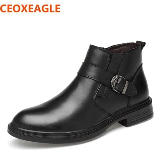 New Fashion Black Genuine Leather Men High Quality Male Casual Shoes Brand For Spring/Autumn Winter Fur Mens Dressing Shoes