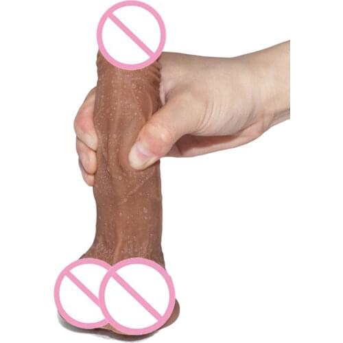 YUELV Soft Double-Layer Silicone Realistic Dildo With Suction Cup Fake Penis Sex Toys For Women Adult Flirting Massager Cock