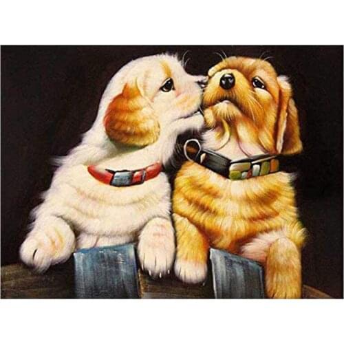 Round Diamond Full Diamond Painting Set Living Room Dining Room Decoration Children DIY Intimate Dog