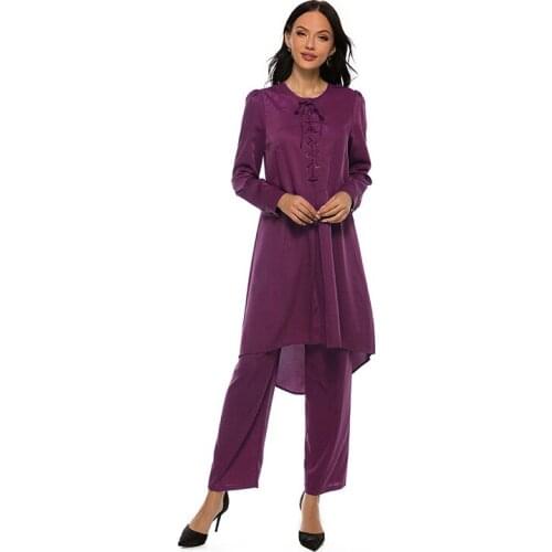 Ramadan Eid Mubarak Kaftan Dubai Abaya Turkey Hijab Muslim Dress Sets Islam Clothing for Women Musulman Ensembles Robe Femme Ete