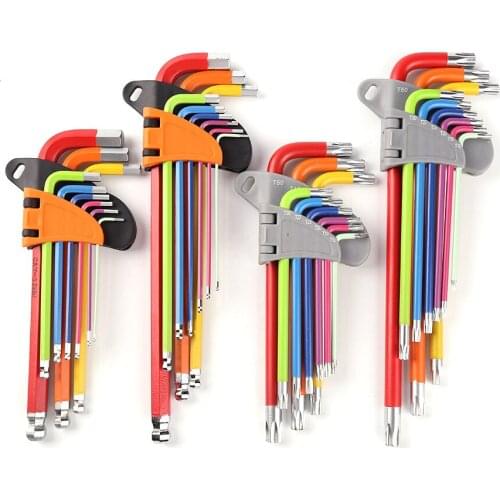 9pcs Universal Allen Keys Hexagon Wrench Sets Hex Torx L Shape Screwdriver Kits Home Car Repairing Bicycle Handle Spanner Tools