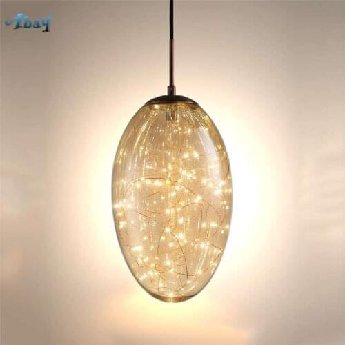 Nordic creative Pigeon egg pendant lights for living room cafe bar dining room light fixtures art deco stained glass hang lamp